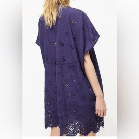J. Crew Navy Blue Eyelet Swim Coverup. One Size / No Size. EUC! - Picture 2 of 8